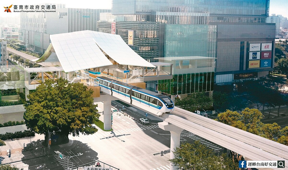 台南捷運藍線綜合規畫日前獲行政院核定,將採用全國首例的單軌高架系統,圖為模擬畫面。圖/南市府提供