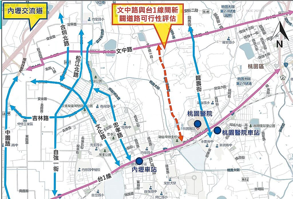 桃園市內壢地區交通尖峰時段經常壅塞，市府交通局已完成開闢新路廊可行性評估。圖／桃園市交通局提供
