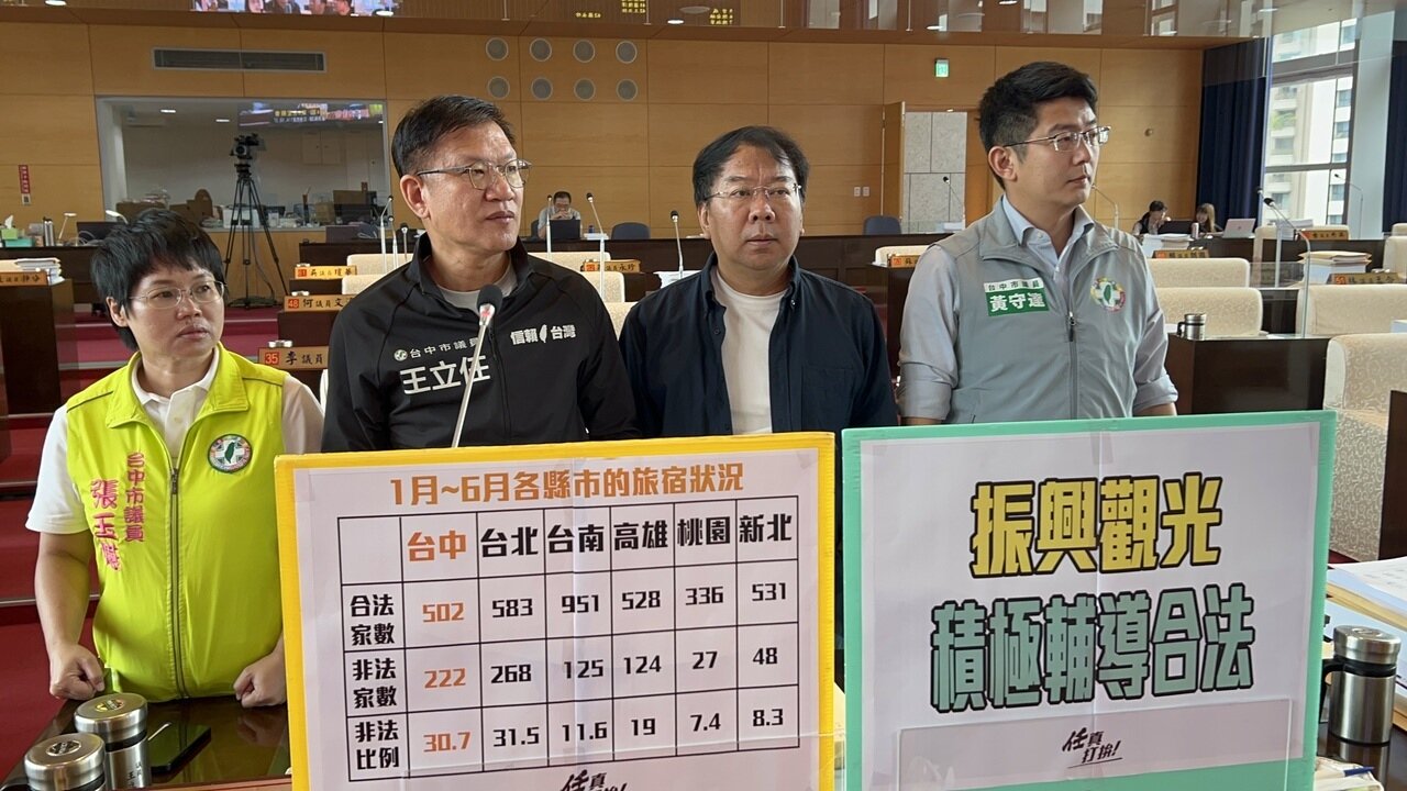 台中非法旅宿五年未減反增，全國第二高。民進黨議員促市府從「列管管理」轉為「積極輔導」記者陳秋雲／攝影 