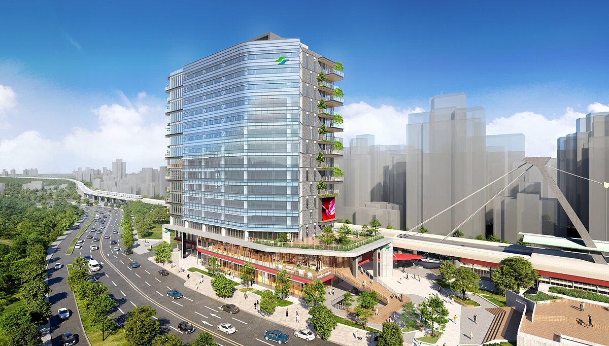 劍潭站TOD案模擬圖。圖／台北捷運公司提供
