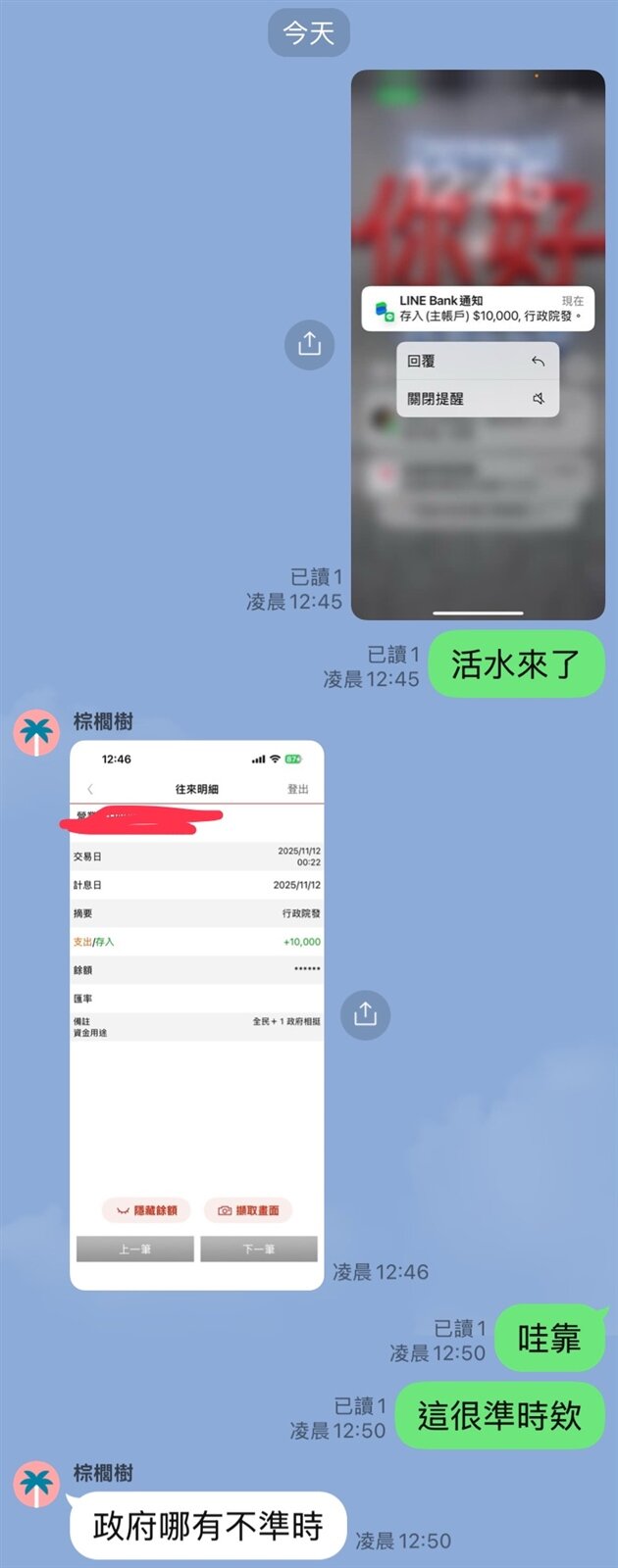 行政院普發1萬元今午夜起陸續存入登記帳戶。記者張議晨/攝影