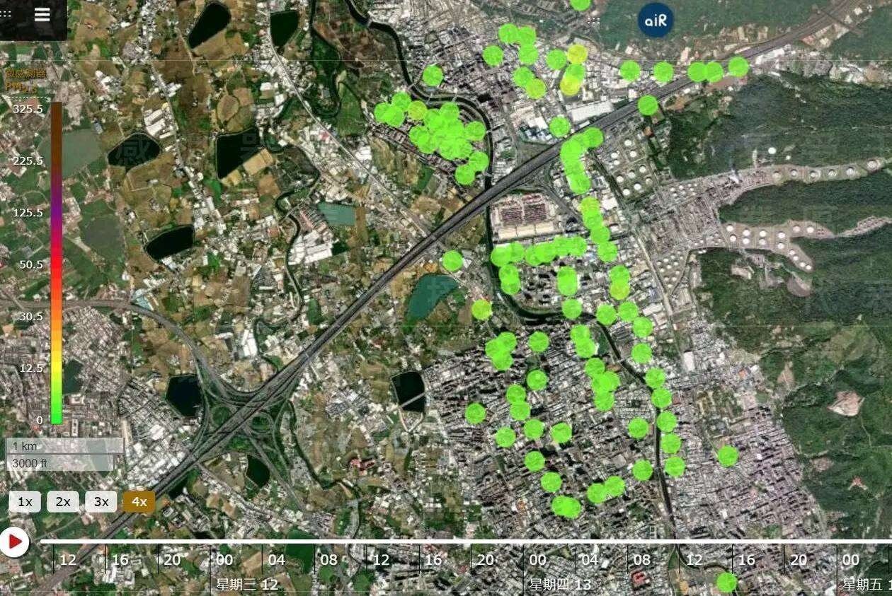 桃園經國、藝文特區100個空氣盒子數據上線。圖:桃園市議員凌濤提供