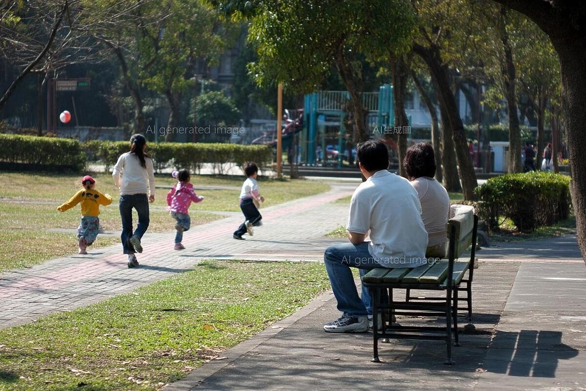 林口足夢公園今發生體健設施掉落砸傷幼童意外。示意圖／AI生成