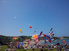 舉辦在美麗的白沙灣，除了風力夠大足以讓風箏啟航，同時前來的民眾也可以享受到美麗的景色。