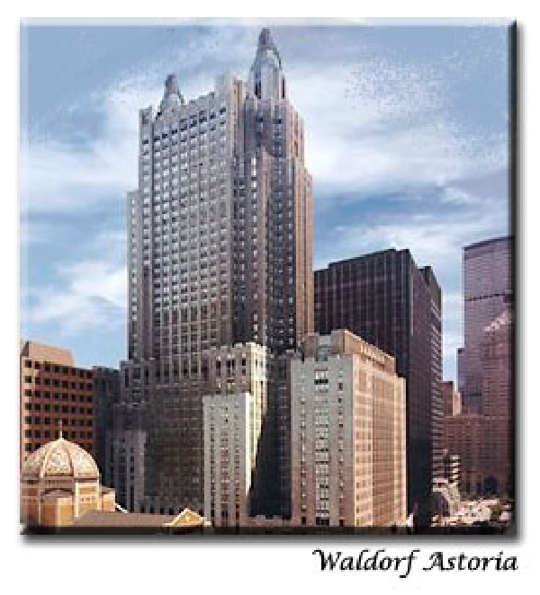 紐約曼哈頓的著名地標華爾道夫大飯店（截取自維基百科）