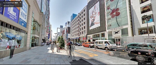 日本銀座地區。(翻攝自Google Map)