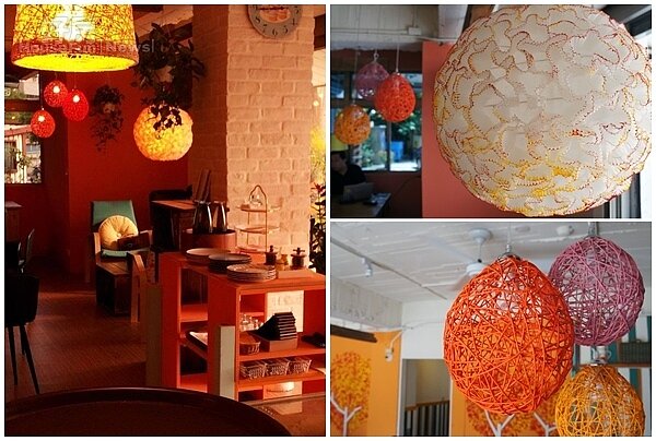 空間中最吸睛的肯定為一顆顆造型紙球吊燈，Amy說這些全是參考Pinterest網站資料、再加進自己想法DIY製作的