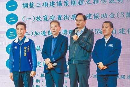 桃園航空城地方促進會12日晚間在平鎮區開會員大會,拆遷戶獎勵金因中央不給地方給,迫使促進會決議17日赴立法院陳情。(廖姮玥攝)