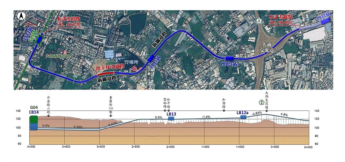 捷運三鶯線延伸桃園八德段路線圖。圖／新北市捷運局提供
