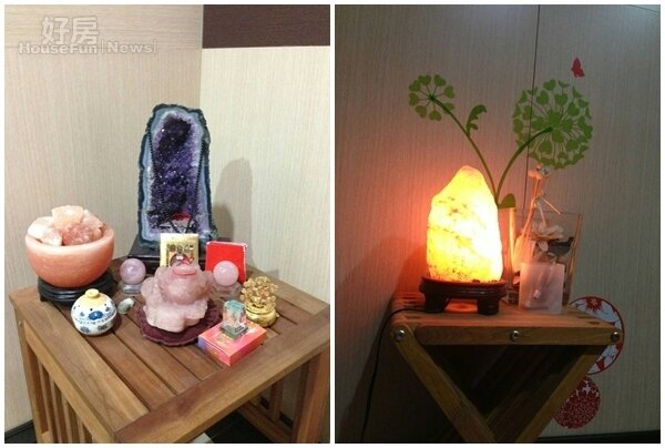 5.角落擺放著老公喜愛的風水小物。
6.房間裡的鹽燈除了風水用途,也是很有氣氛的擺設。