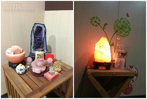5.角落擺放著老公喜愛的風水小物。
6.房間裡的鹽燈除了風水用途,也是很有氣氛的擺設。