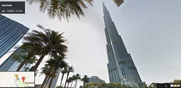 杜拜的哈里發塔在跨年夜裝上7萬片LED面板。(翻攝自Google Map)