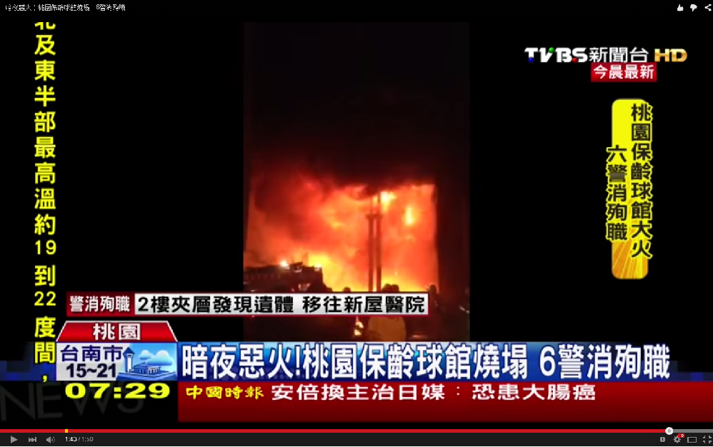 桃園保齡球場大火,6名警消殉職。(翻攝自TVBS新聞)