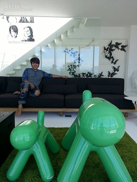 3.兩隻綠色造型狗也是過去買來的收藏品。