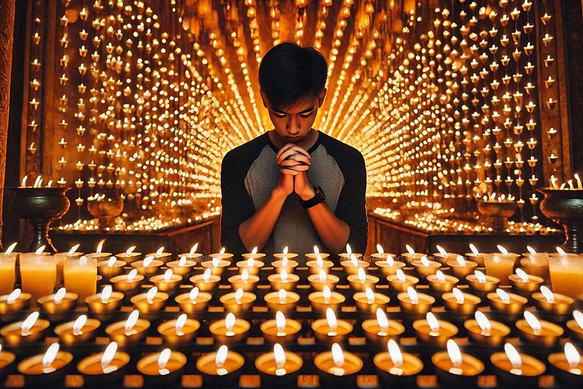 2026年春節年假長達9天，不少民眾除安排走春、與家人團聚外，也把握機會前往廟宇參拜祈福，為新的一年求平安、轉好運，特別是犯太歲者更關心點光明燈、安太歲的時機與注意事項。圖／AI生成
