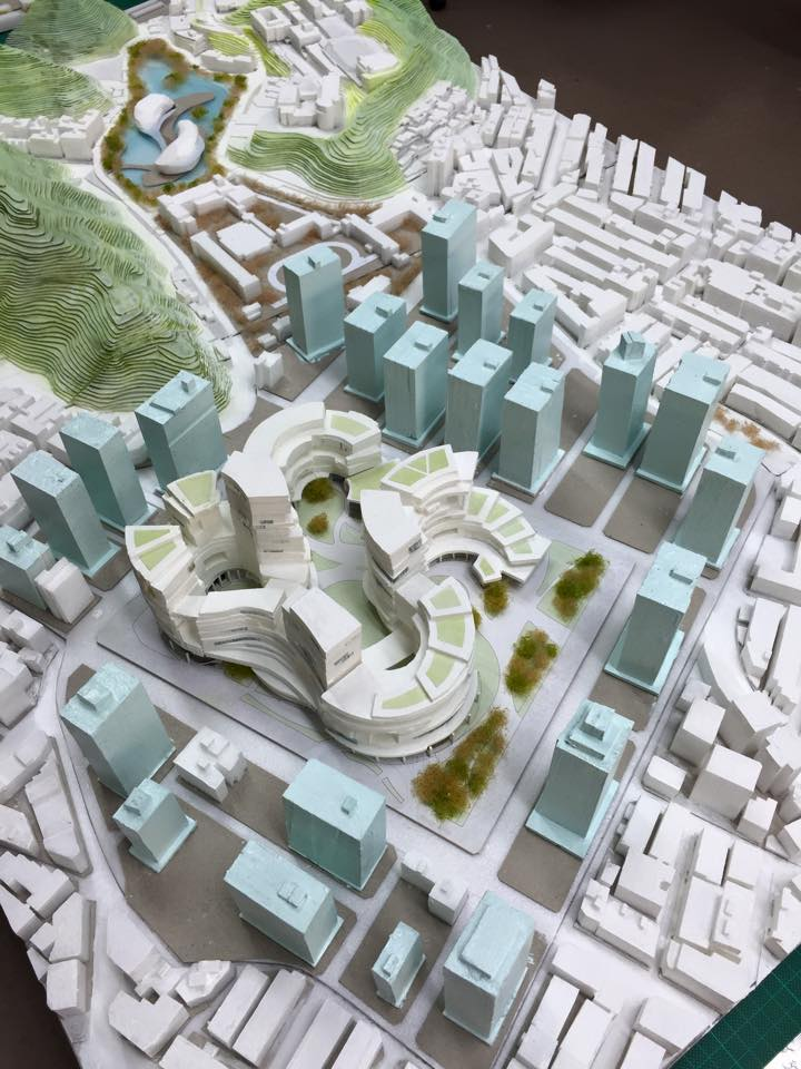 廣慈博愛園區將蓋成S形的建築,並提供2800戶的公共住宅。(翻攝自林洲民臉書)