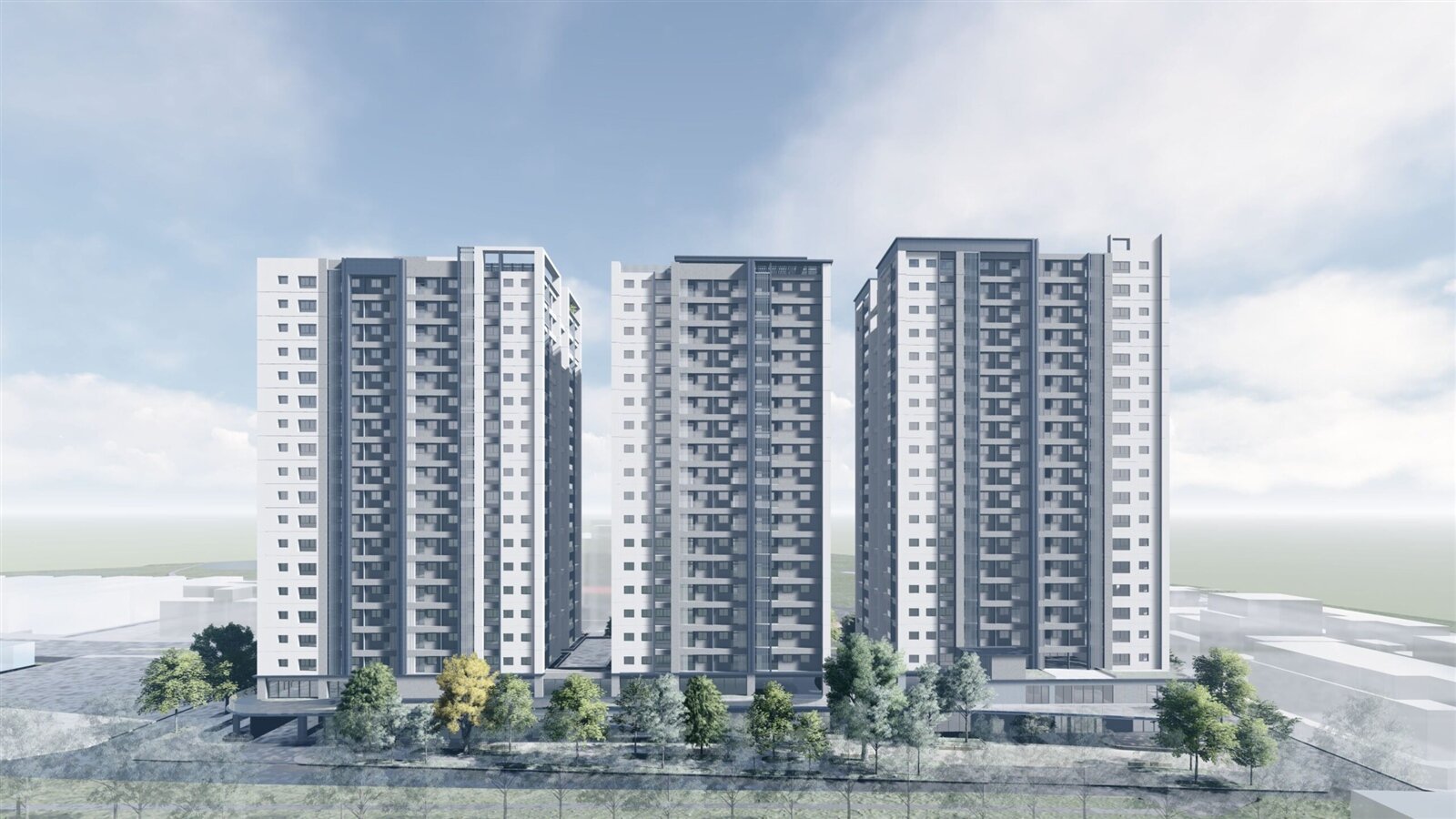 市府規劃於原平鎮游泳池基地興建約460戶「樂齡運動」主題社會住宅。模擬圖：市府提供