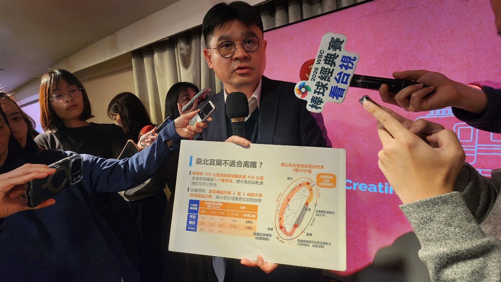 針對高鐵延伸宜蘭案，鐵道局長楊正君強調，因直鐵案穿越翡翠水庫及受限「樹林至七堵」間台鐵容量瓶頸，須與西幹線共用「樹林至南港」路廊，發車班次受限。記者胡瑞玲／攝影 