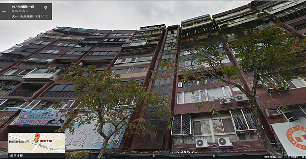 明園大廈是遭到北市標註,必須拆除重建的海砂屋,但過了10年,都更之路依舊遙遙無期。(翻攝自Google Map)