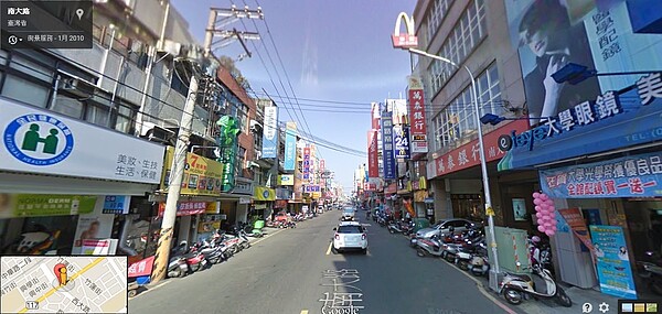 南大路晚上的人潮較少,商家生意也不好做。(翻攝自Google Map)
