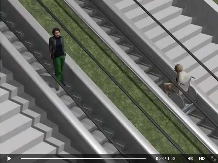 其實手扶梯只要經過特別設計,輪椅族要搭乘一點也不難。(翻攝自網路)