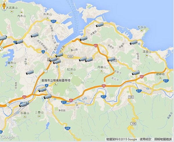 基隆道路監測系統(截取自基隆即時交通資訊網)
