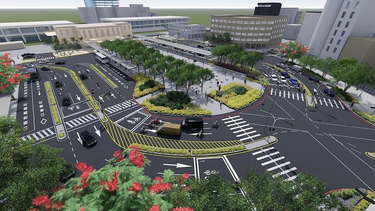 台南火車站前廣場改造示意圖。圖／台南市交通局提供
