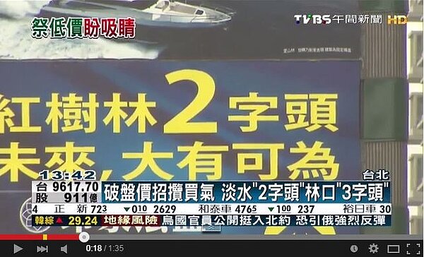 紅樹林2字頭。(截取自TVBS)