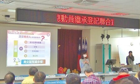 桃園市政府近年積極推動不動產繼承性別平權,每年巡迴各區舉辦「守護祖產」說明會,宣導男女有等比例繼承權。(蔡依珍攝)