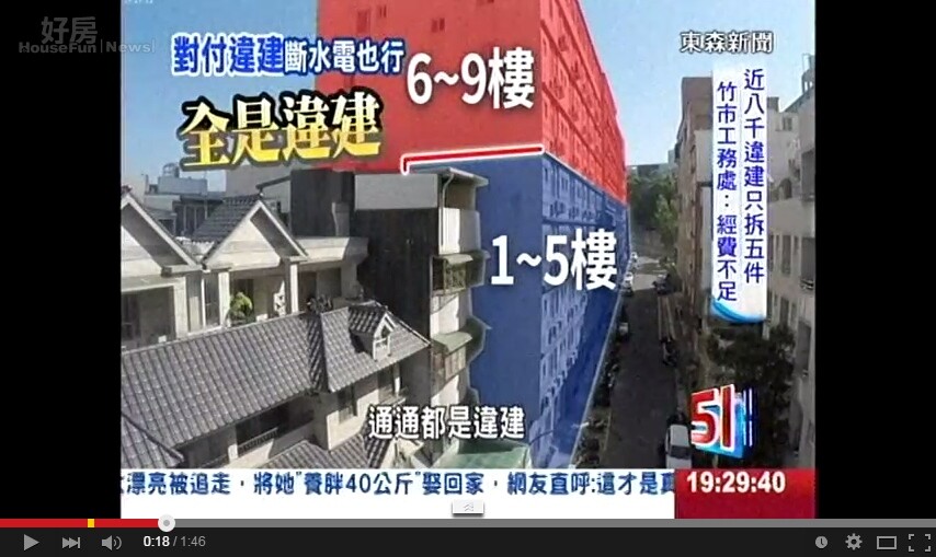 新竹金山街滿是違建，政府卻無力可拆。（翻攝自東森新聞Youtube）