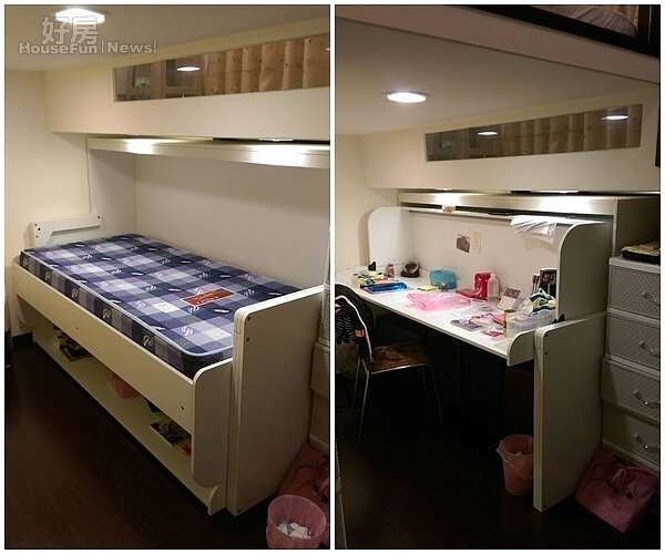 3.徐新寧最滿意大女兒房間,採特殊夾層式設計,其中書桌還可搖身變成單人床,全家人都稱這設計為變形金剛。