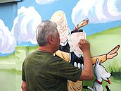 彩繪有授權！王澤執筆　老夫子現身屏東竹田