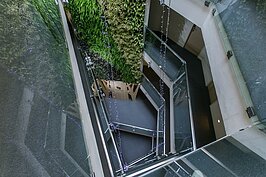 五層樓的植生牆十分的壯觀。