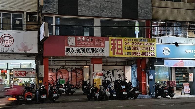 逢甲夜市商圈出現「招租一條街」的景象。圖／翻攝自臉書社團「匿名公社」